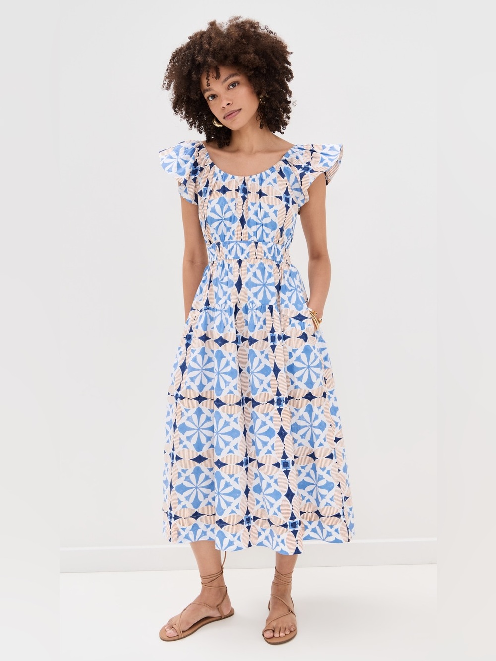 Marea by Liz Joy Jane Dress in Tile Blockprint